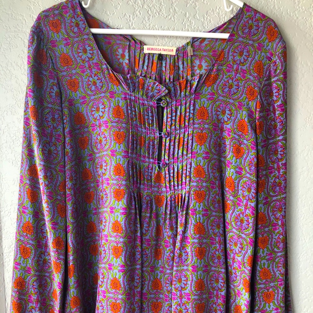 Rebecca Taylor purple floral silk l/s blouse, 4